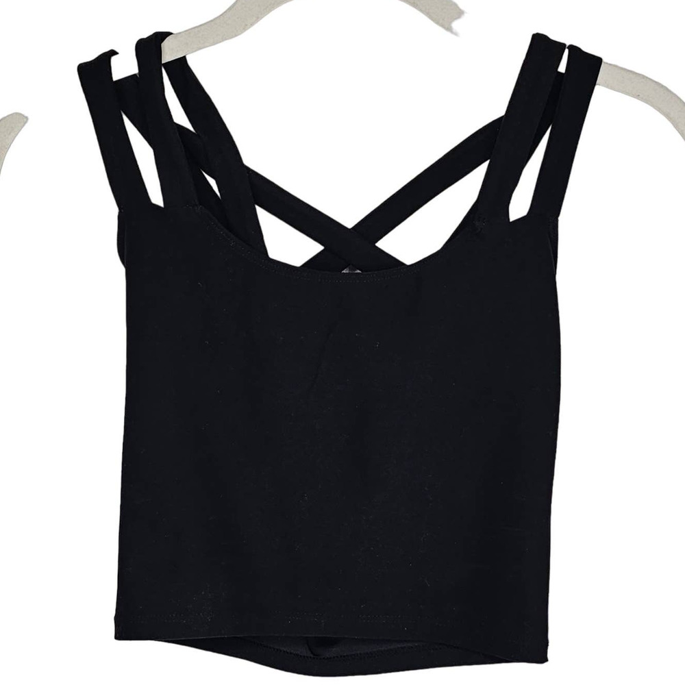 Wolven Threads Women's Cross Crop Top Black Brami Tank XS NWT
